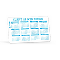 Biodegradable White Vinyl Plastic Horizontal Calendar Card w/ Open Blocks (0.015" Thick)